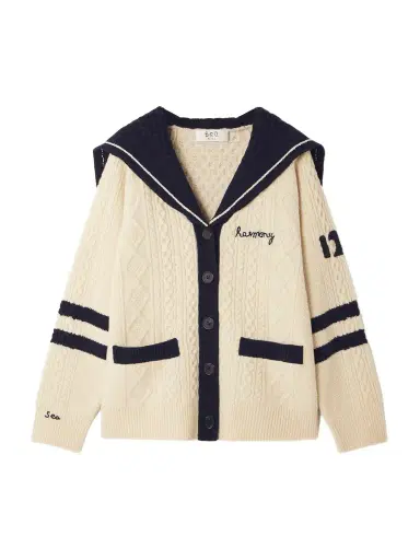 Sea Maren Embroidered Cable-knit Wool Cardigan | Thumbnail 1 Sea Maren Embroidered Cable-knit Wool Cardigan | Thumbnail 1
