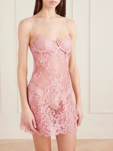 Kiki de Montparnasse Camille Silk Satin-trimmed Organic Cotton-blend Lace Chemise | Thumbnail 2 Kiki de Montparnasse Camille Silk Satin-trimmed Organic Cotton-blend Lace Chemise | Thumbnail 2