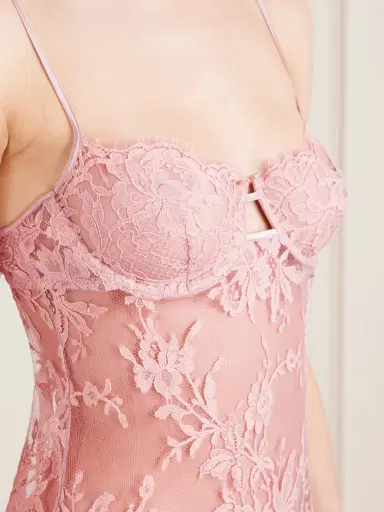 Kiki de Montparnasse Camille Silk Satin-trimmed Organic Cotton-blend Lace Chemise | Thumbnail 4 Kiki de Montparnasse Camille Silk Satin-trimmed Organic Cotton-blend Lace Chemise | Thumbnail 4