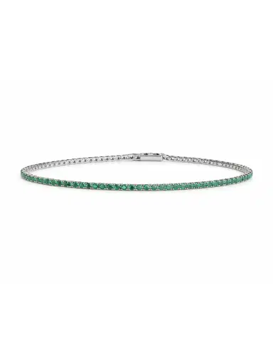 Wish Fine Jewelry 2.93ct Emerald 18K Gold Tennis Bracelet | Thumbnail 1 Wish Fine Jewelry 2.93ct Emerald 18K Gold Tennis Bracelet | Thumbnail 1