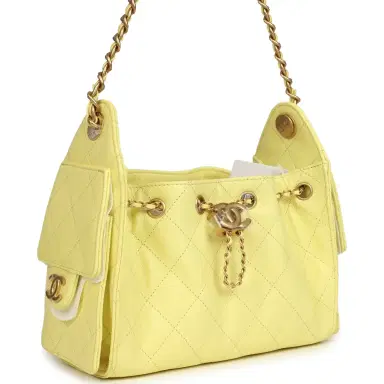 Chanel Chanel Mini 25 Hobo Bag Light Yellow Caviar Antique Gold Hardware | Thumbnail 2 Chanel Chanel Mini 25 Hobo Bag Light Yellow Caviar Antique Gold Hardware | Thumbnail 2