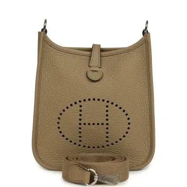 HERMÈS Hermes Evelyne TPM Beige Marfa Clemence Palladium Hardware | Thumbnail 1 HERMÈS Hermes Evelyne TPM Beige Marfa Clemence Palladium Hardware | Thumbnail 1