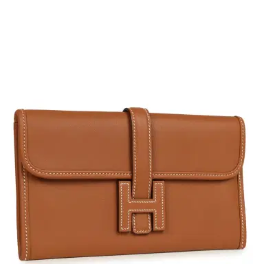 HERMÈS Hermes Jige Duo Clutch Gold Swift Palladium Hardware | Thumbnail 2 HERMÈS Hermes Jige Duo Clutch Gold Swift Palladium Hardware | Thumbnail 2