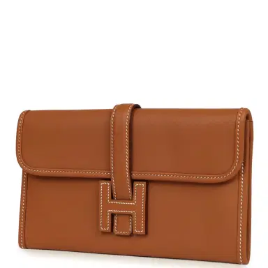 HERMÈS Hermes Jige Duo Clutch Gold Swift Palladium Hardware | Thumbnail 3 HERMÈS Hermes Jige Duo Clutch Gold Swift Palladium Hardware | Thumbnail 3