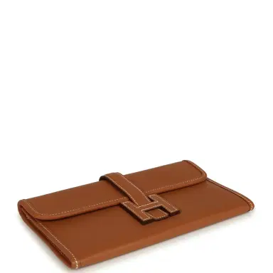 HERMÈS Hermes Jige Duo Clutch Gold Swift Palladium Hardware | Thumbnail 6 HERMÈS Hermes Jige Duo Clutch Gold Swift Palladium Hardware | Thumbnail 6