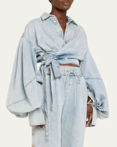 Zimmermann Denim Wrap Top | Thumbnail 4 Zimmermann Denim Wrap Top | Thumbnail 4