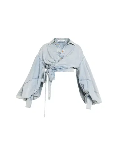 Zimmermann Denim Wrap Top | Thumbnail 1 Zimmermann Denim Wrap Top | Thumbnail 1