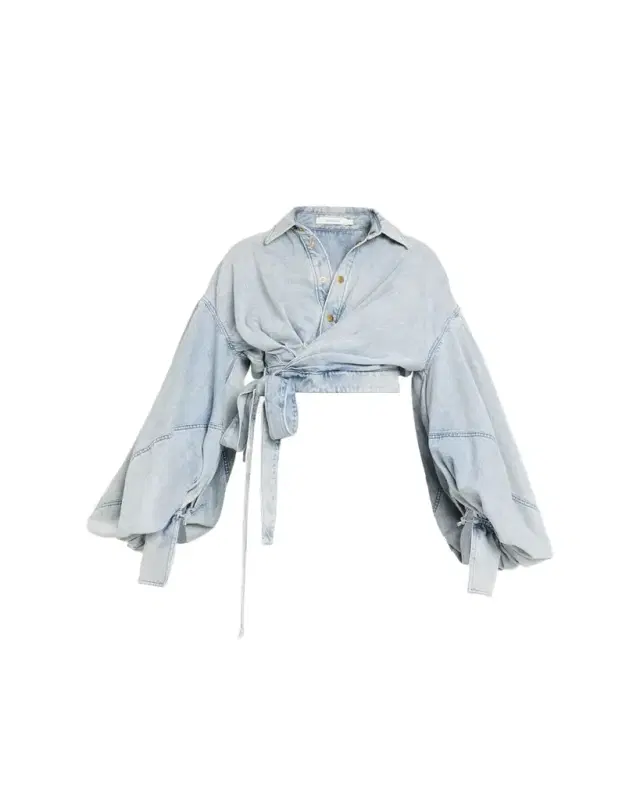 Denim Wrap Top Denim Wrap Top