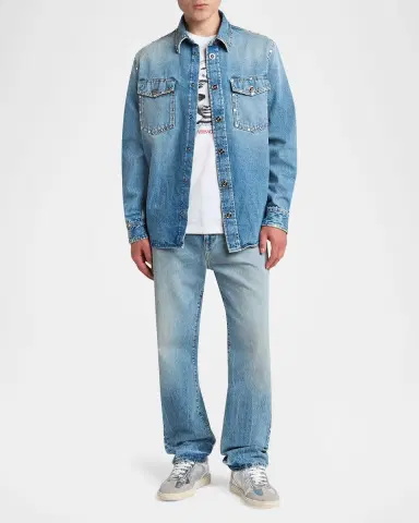 Versace Men's Studded Slim-Fit Medusa Jeans | Thumbnail 6 Versace Men's Studded Slim-Fit Medusa Jeans | Thumbnail 6