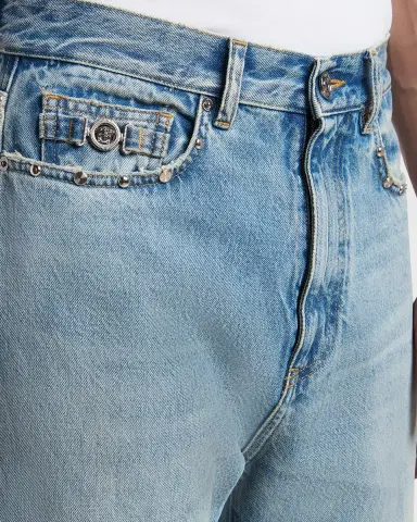 Versace Men's Studded Slim-Fit Medusa Jeans | Thumbnail 9 Versace Men's Studded Slim-Fit Medusa Jeans | Thumbnail 9
