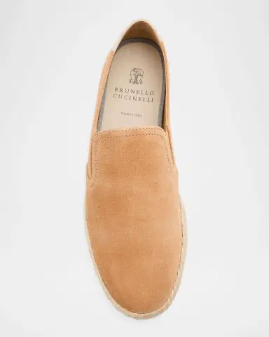 Brunello Cucinelli Men's Suede Slip-On Espadrilles | Thumbnail 14 Brunello Cucinelli Men's Suede Slip-On Espadrilles | Thumbnail 14