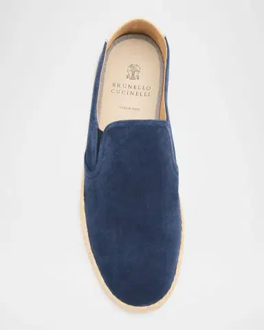 Brunello Cucinelli Men's Suede Slip-On Espadrilles | Thumbnail 17 Brunello Cucinelli Men's Suede Slip-On Espadrilles | Thumbnail 17