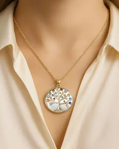 Procaccia Jewelry 18K Yellow Gold Tree of Life Medallion Necklace | Thumbnail 2 Procaccia Jewelry 18K Yellow Gold Tree of Life Medallion Necklace | Thumbnail 2