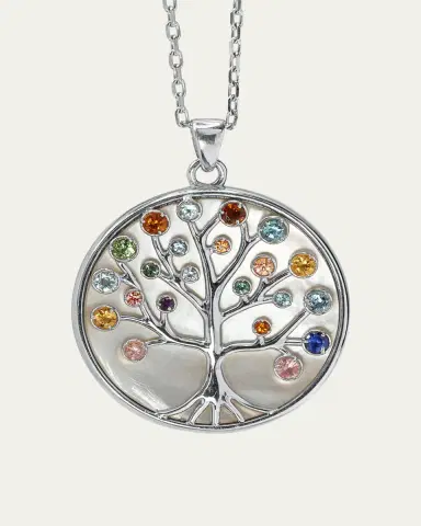 Procaccia Jewelry 18K White Gold Tree of Life Medallion Necklace | Thumbnail 3 Procaccia Jewelry 18K White Gold Tree of Life Medallion Necklace | Thumbnail 3