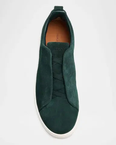 ZEGNA Men's Suede Triple Stitch Slip-On Sneakers | Thumbnail 8 ZEGNA Men's Suede Triple Stitch Slip-On Sneakers | Thumbnail 8