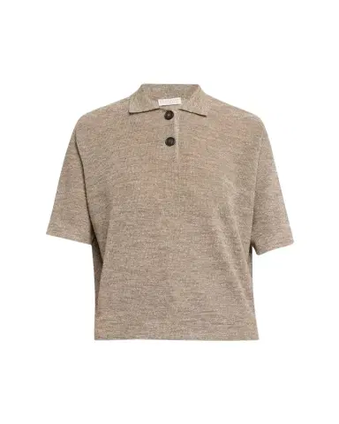 Brunello Cucinelli Metallic Linen Short-Sleeve Polo Shirt | Thumbnail 1 Brunello Cucinelli Metallic Linen Short-Sleeve Polo Shirt | Thumbnail 1