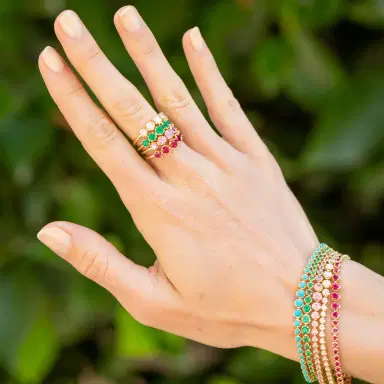 Jennifer Meyer Graduated Emerald Ring | Thumbnail 2 Jennifer Meyer Graduated Emerald Ring | Thumbnail 2