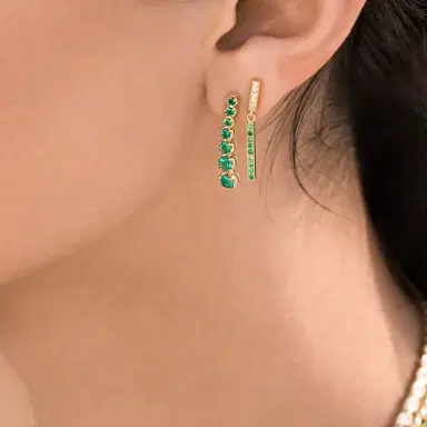 Jennifer Meyer Graduated Emerald Tennis Studs | Thumbnail 4 Jennifer Meyer Graduated Emerald Tennis Studs | Thumbnail 4