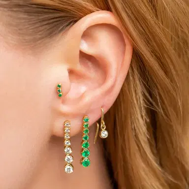 Jennifer Meyer Graduated Emerald Tennis Studs | Thumbnail 5 Jennifer Meyer Graduated Emerald Tennis Studs | Thumbnail 5