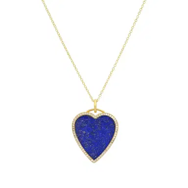 Jennifer Meyer Lapis Inlay Heart Necklace with Diamonds | Thumbnail 2 Jennifer Meyer Lapis Inlay Heart Necklace with Diamonds | Thumbnail 2