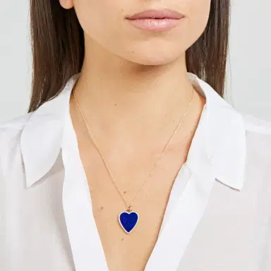 Jennifer Meyer Lapis Inlay Heart Necklace with Diamonds | Thumbnail 5 Jennifer Meyer Lapis Inlay Heart Necklace with Diamonds | Thumbnail 5