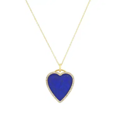 Jennifer Meyer Lapis Inlay Heart Necklace with Diamonds | Thumbnail 1 Jennifer Meyer Lapis Inlay Heart Necklace with Diamonds | Thumbnail 1