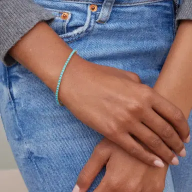 Jennifer Meyer Large 4-Prong Turquoise Tennis Bracelet | Thumbnail 2 Jennifer Meyer Large 4-Prong Turquoise Tennis Bracelet | Thumbnail 2