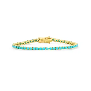 Jennifer Meyer Large 4-Prong Turquoise Tennis Bracelet | Thumbnail 1 Jennifer Meyer Large 4-Prong Turquoise Tennis Bracelet | Thumbnail 1