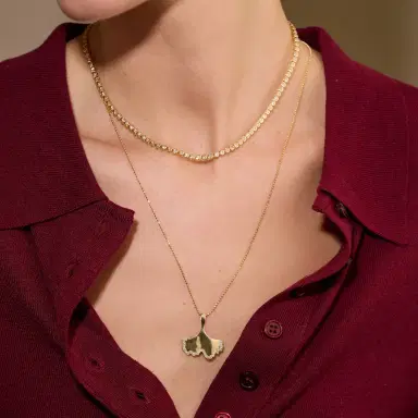 Jennifer Meyer Luxe Ginkgo Leaf Pendant with Diamond Accent | Thumbnail 3 Jennifer Meyer Luxe Ginkgo Leaf Pendant with Diamond Accent | Thumbnail 3