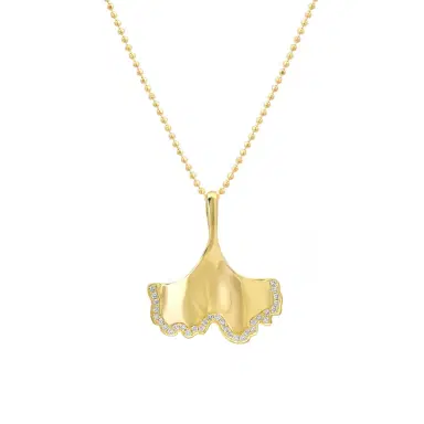 Jennifer Meyer Luxe Ginkgo Leaf Pendant with Diamond Accent | Thumbnail 1 Jennifer Meyer Luxe Ginkgo Leaf Pendant with Diamond Accent | Thumbnail 1