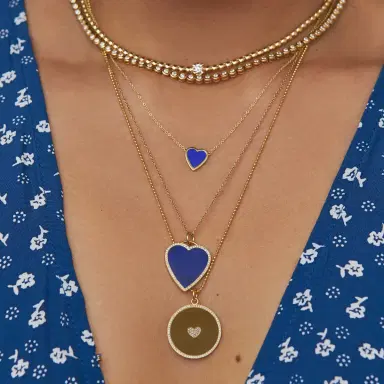 Jennifer Meyer Mini Lapis Inlay Heart Necklace | Thumbnail 3 Jennifer Meyer Mini Lapis Inlay Heart Necklace | Thumbnail 3