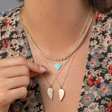 Jennifer Meyer Mini Turquoise Inlay Heart Necklace | Thumbnail 4 Jennifer Meyer Mini Turquoise Inlay Heart Necklace | Thumbnail 4