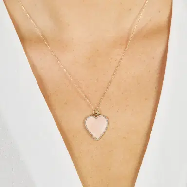 Jennifer Meyer Pink Opal Inlay Heart Necklace with Diamonds | Thumbnail 8 Jennifer Meyer Pink Opal Inlay Heart Necklace with Diamonds | Thumbnail 8