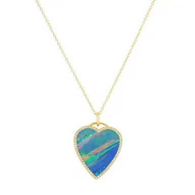 Jennifer Meyer Red Boulder Opal Inlay Heart Necklace with Diamonds | Thumbnail 3 Jennifer Meyer Red Boulder Opal Inlay Heart Necklace with Diamonds | Thumbnail 3