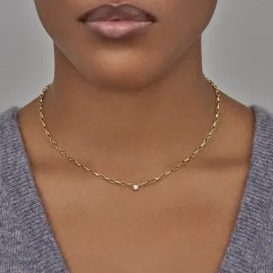 Jennifer Meyer Small Edith Link Necklace with Single Diamond Bezel Accent | Thumbnail 2 Jennifer Meyer Small Edith Link Necklace with Single Diamond Bezel Accent | Thumbnail 2