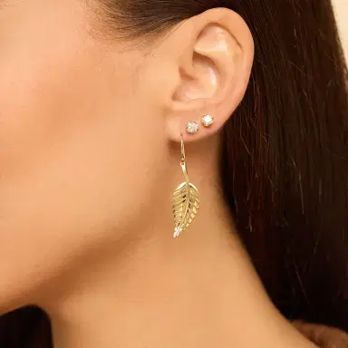 Jennifer Meyer Small Leaf Drop Earrings | Thumbnail 4 Jennifer Meyer Small Leaf Drop Earrings | Thumbnail 4