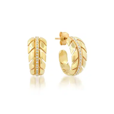Jennifer Meyer Small Leaf Hoops with Diamonds | Thumbnail 1 Jennifer Meyer Small Leaf Hoops with Diamonds | Thumbnail 1