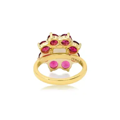 Jennifer Meyer Statement Rubellite Flower Ring with Morganite Center | Thumbnail 4 Jennifer Meyer Statement Rubellite Flower Ring with Morganite Center | Thumbnail 4