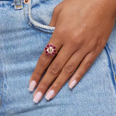 Jennifer Meyer Statement Rubellite Flower Ring with Morganite Center | Thumbnail 5 Jennifer Meyer Statement Rubellite Flower Ring with Morganite Center | Thumbnail 5
