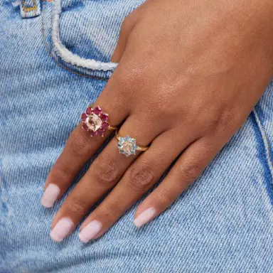 Jennifer Meyer Statement Rubellite Flower Ring with Morganite Center | Thumbnail 6 Jennifer Meyer Statement Rubellite Flower Ring with Morganite Center | Thumbnail 6