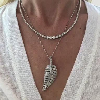 Jennifer Meyer White Gold Diamond Anniversary Leaf Necklace | Thumbnail 3 Jennifer Meyer White Gold Diamond Anniversary Leaf Necklace | Thumbnail 3