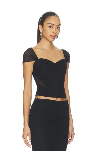 L'AGENCE Asuka Shirred Mesh Top | Thumbnail 2 L'AGENCE Asuka Shirred Mesh Top | Thumbnail 2