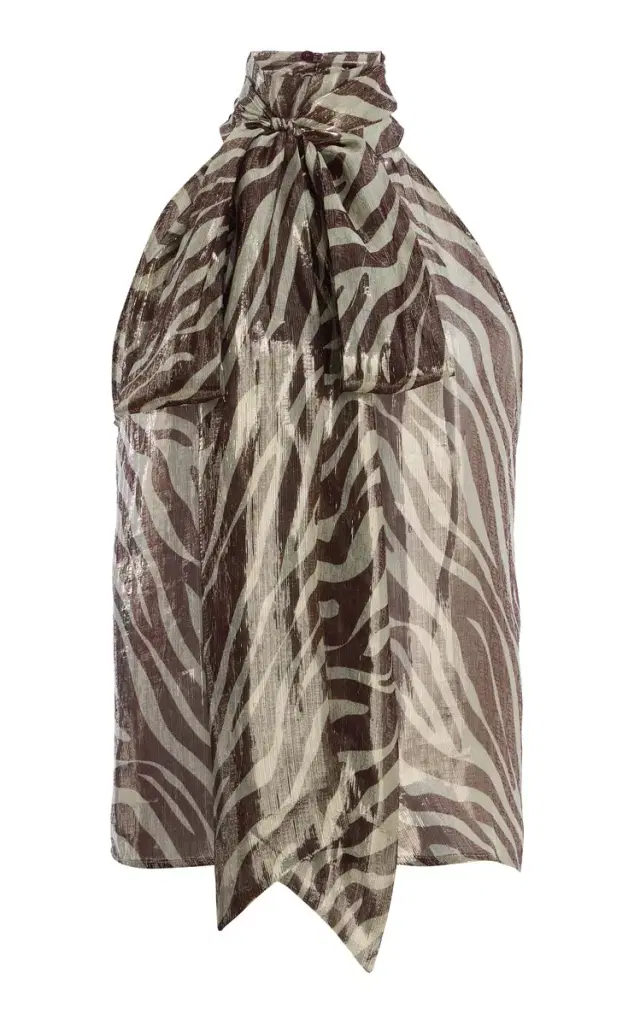 Susan Zebra-Print Silk-Blend Halter Top Susan Zebra-Print Silk-Blend Halter Top