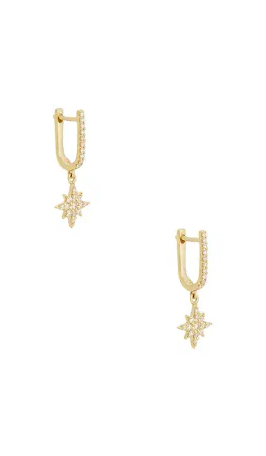 STONE AND STRAND Northern Star Pave Huggie Earrings | Thumbnail 1 STONE AND STRAND Northern Star Pave Huggie Earrings | Thumbnail 1