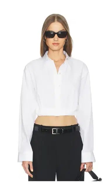 Helmut Lang Cropped Gather Shirt | Thumbnail 1 Helmut Lang Cropped Gather Shirt | Thumbnail 1