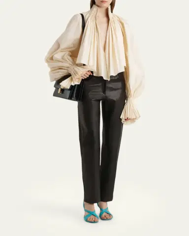 Khaite Durer Crop Balloon-Sleeve Peasant Top | Thumbnail 2 Khaite Durer Crop Balloon-Sleeve Peasant Top | Thumbnail 2