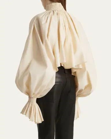 Khaite Durer Crop Balloon-Sleeve Peasant Top | Thumbnail 3 Khaite Durer Crop Balloon-Sleeve Peasant Top | Thumbnail 3