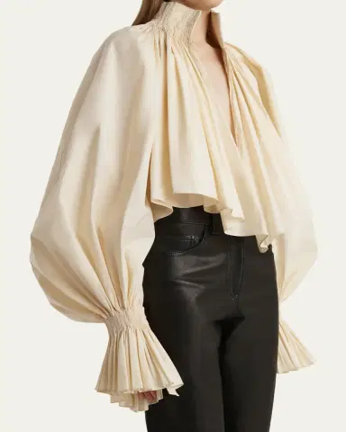 Khaite Durer Crop Balloon-Sleeve Peasant Top | Thumbnail 5 Khaite Durer Crop Balloon-Sleeve Peasant Top | Thumbnail 5