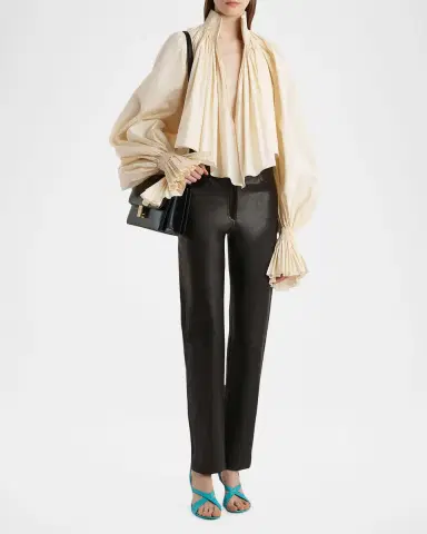 Khaite Durer Crop Balloon-Sleeve Peasant Top | Thumbnail 6 Khaite Durer Crop Balloon-Sleeve Peasant Top | Thumbnail 6
