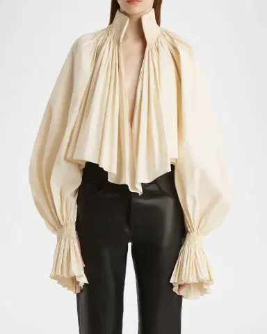 Khaite Durer Crop Balloon-Sleeve Peasant Top | Thumbnail 8 Khaite Durer Crop Balloon-Sleeve Peasant Top | Thumbnail 8